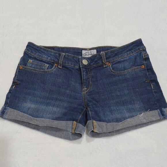 Aeropostale ✦ Denim Cuffed Shorts ✦ Blue Distressed Jean Cutoffs Sz 3/4 EUC - Picture 3 of 12